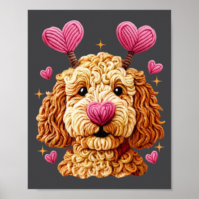 Affiche Retro Dog Goldendoodle Valentines Funny Gift Women (Devant)