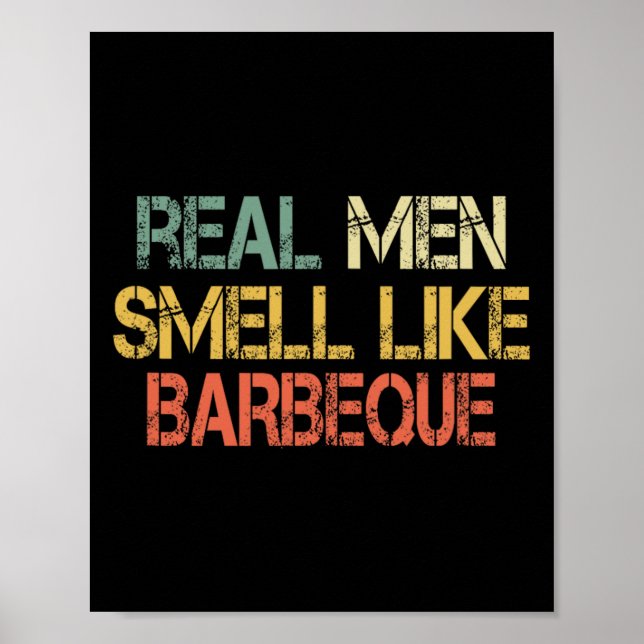 Affiche Retro drôle BBQ Grillades Les vrais hommes sentent (Devant)