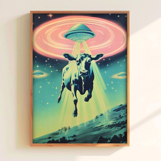 Affiche rétro drôle d'OVNI Art d'enlèvement d'OVNI (Créateur téléchargé)