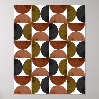 Affiche Retro Earth Tone Geometric Half-Moon