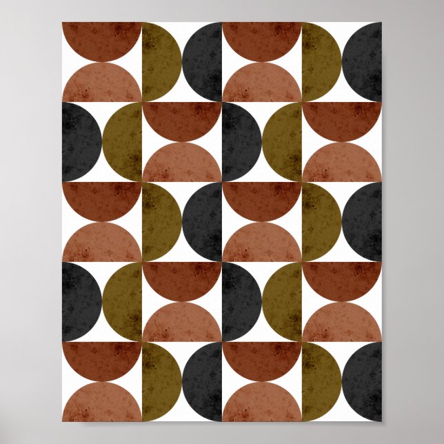 Affiche Retro Earth Tone Geometric Half-Moon (Devant)