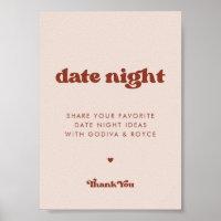 Retro élégant Peach Pink Date nuit idées signe