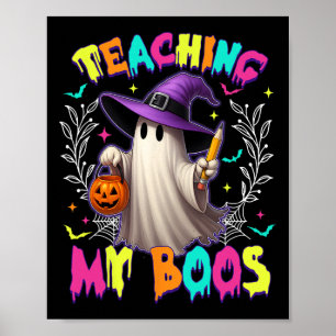 Affiche Retro Enseignant Éffrayant Mon Boos Halloween Gh
