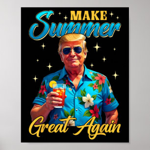 Affiche Rétro Faire à nouveau l'été grand Donald Trump Été