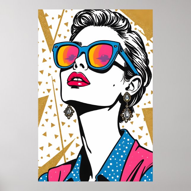 Affiche Retro Fashion Pop Art - Inspiré des années 1980 (Devant)