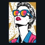 Affiche Retro Fashion Pop Art - Inspiré des années 1980<br><div class="desc">Chantez la confiance audacieuse et l'énergie électrique des années 1980 avec cette étonnante impression Glam Pop Art. Inspiré par les couvertures emblématiques de magazines de mode vintages, ce morceau capture un moment de pur style sans excuses. Notre muse de haute couture regarde vers le haut, ses lunettes de soleil surdimensionnées...</div>