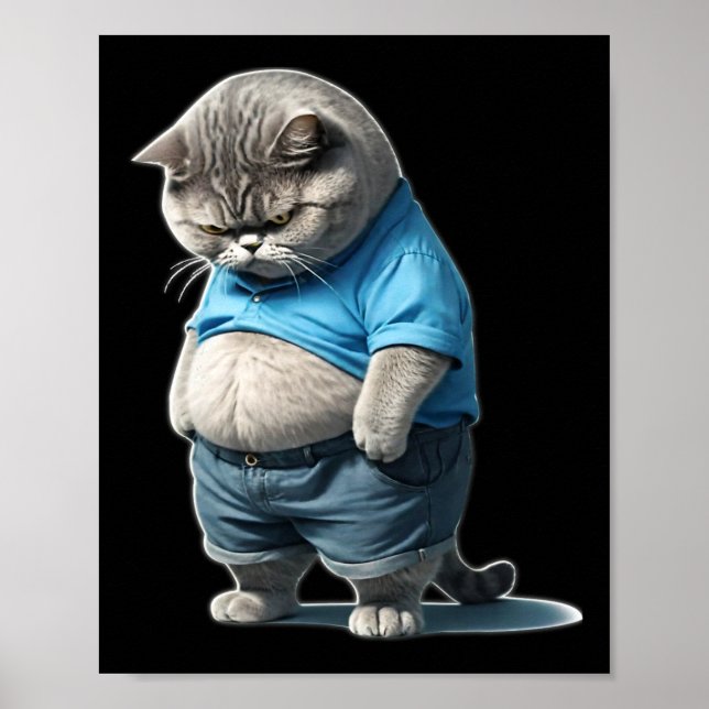 Affiche Rétro Fat Kitten Tee Drôle Chat Fats Lolling (Devant)
