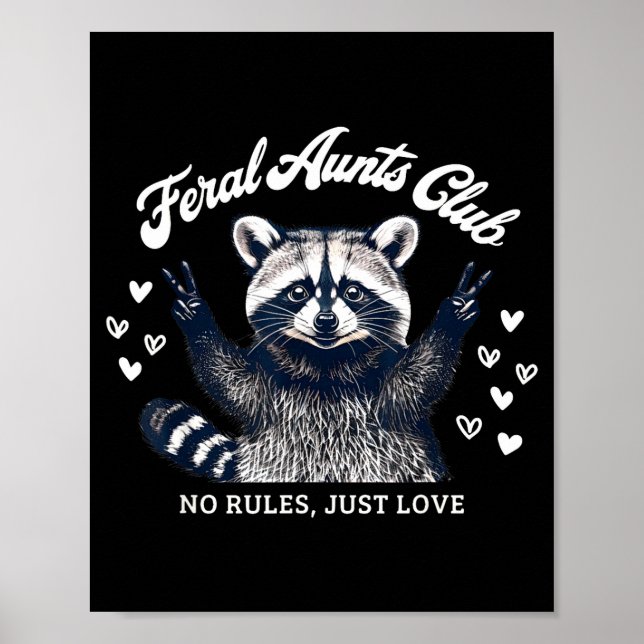 Affiche Retro Feral Aunts Club Raccoon Auntie Pregnancy An (Devant)