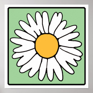 Affiche Rétro fleur de jardin de ressort de marguerite de