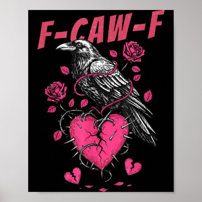 Affiche Retro Floral Heart Raven F-caw-f Anti Valentin's D (Devant)