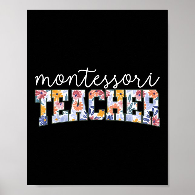 Affiche Retro Floral Montessori Teacher Instructor Educato (Devant)