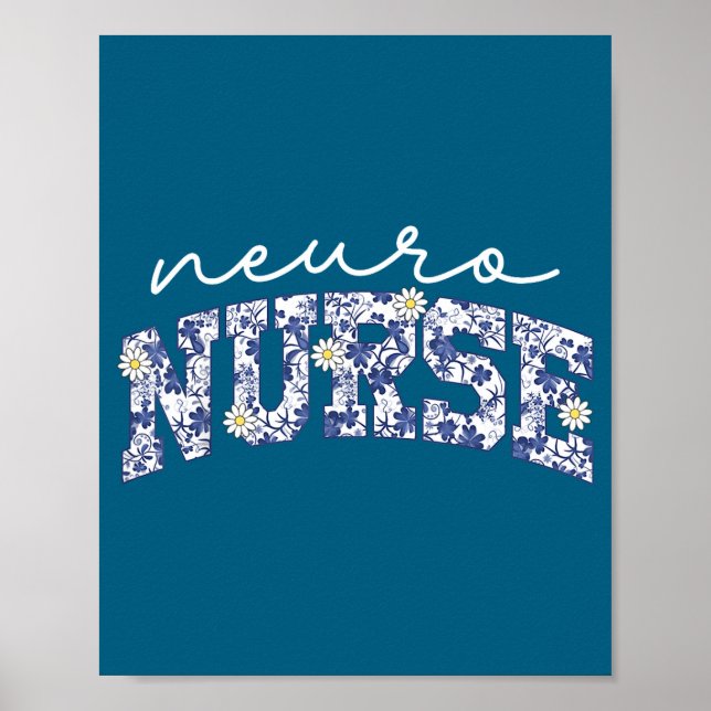 Affiche Retro Floral Neuro Nurse Neurology Neurologist Rn  (Devant)