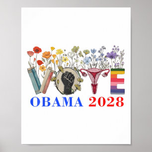 Affiche Retro Floral Obama 2028