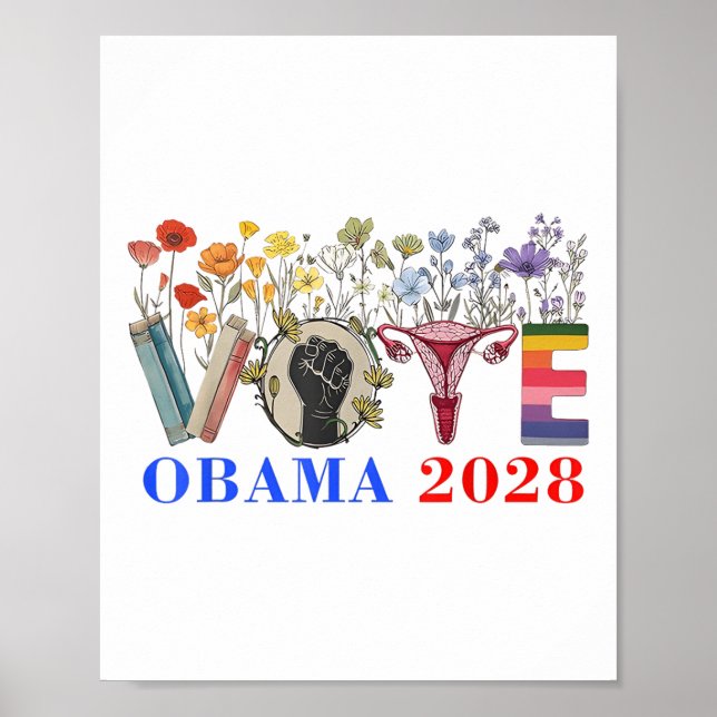 Affiche Retro Floral Obama 2028 (Devant)