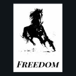 Affiche Retro Freedom Black White Pop Art Runse Horse<br><div class="desc">Black White Pop Art Runse Horse Silhouette / Digital Animal / Horse Art</div>