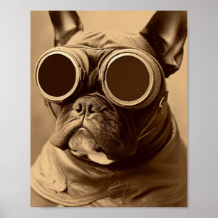 Affiche Retro Frenchie Sepia