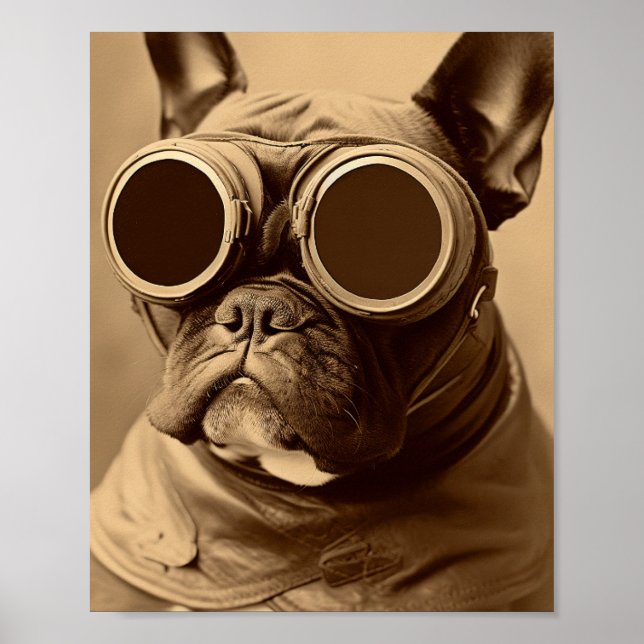 Affiche Retro Frenchie Sepia (Devant)