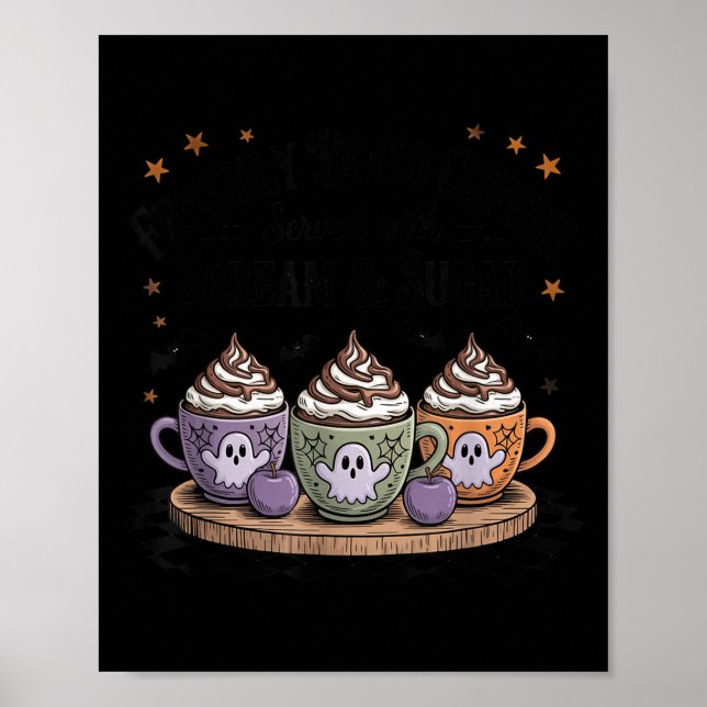 Affiche Retro Freshly Boo'd Coffee Lovers Boujee Ghost Hal (Devant)