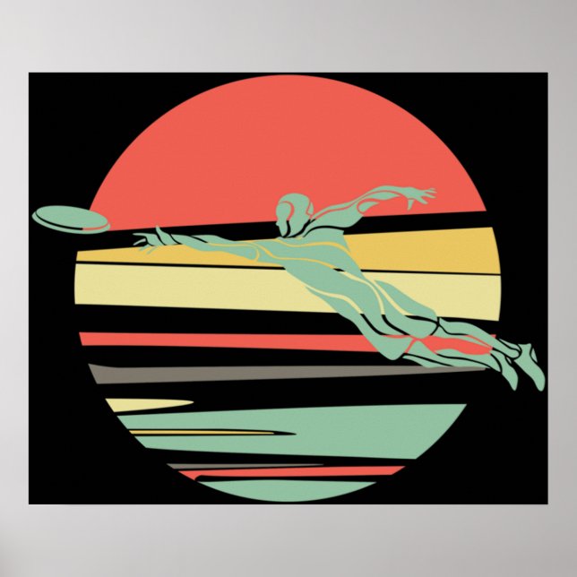 Affiche Retro Frisbee pour le Frisbee Player Ultimate (Devant)