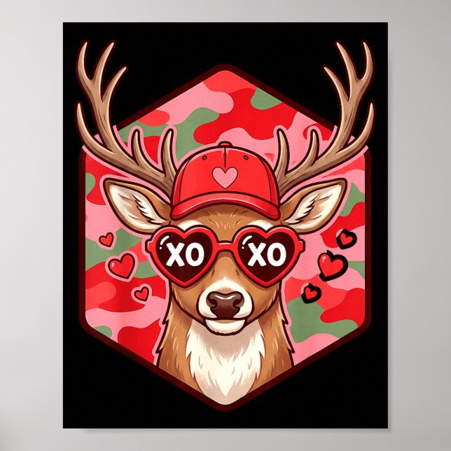 Affiche Retro Funny Boys Valentines Day Hunting Deer Camo  (Devant)