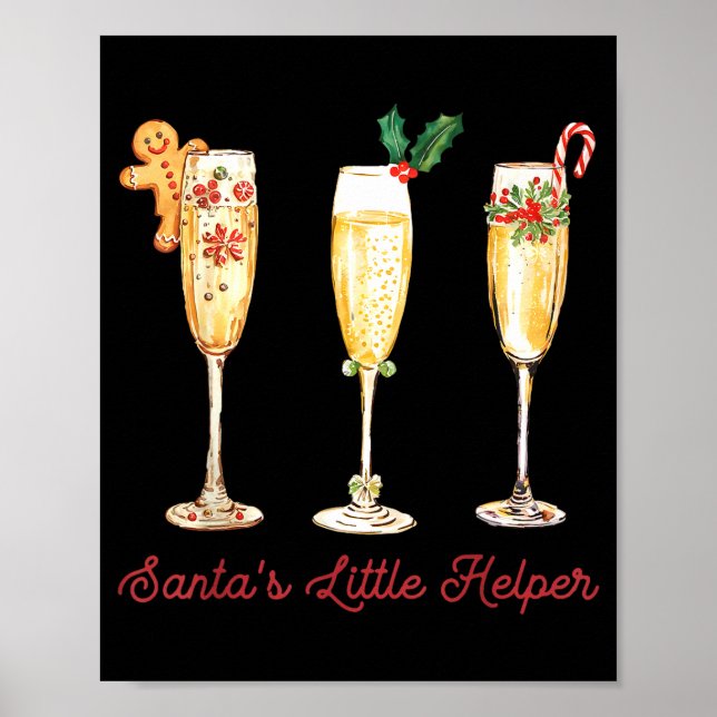 Affiche Retro Funny Santa's Little Helper Martini Merry Ch (Devant)