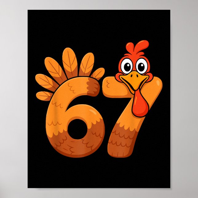 Affiche Retro Funny Six Seven 6 7 Meme Thanksgiving Turkey (Devant)