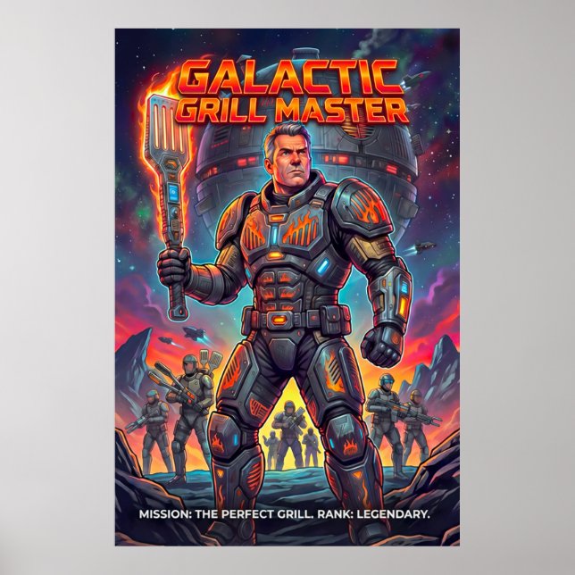 Affiche Retro Galactic Grill Master Parodie Sci-Fi (Devant)