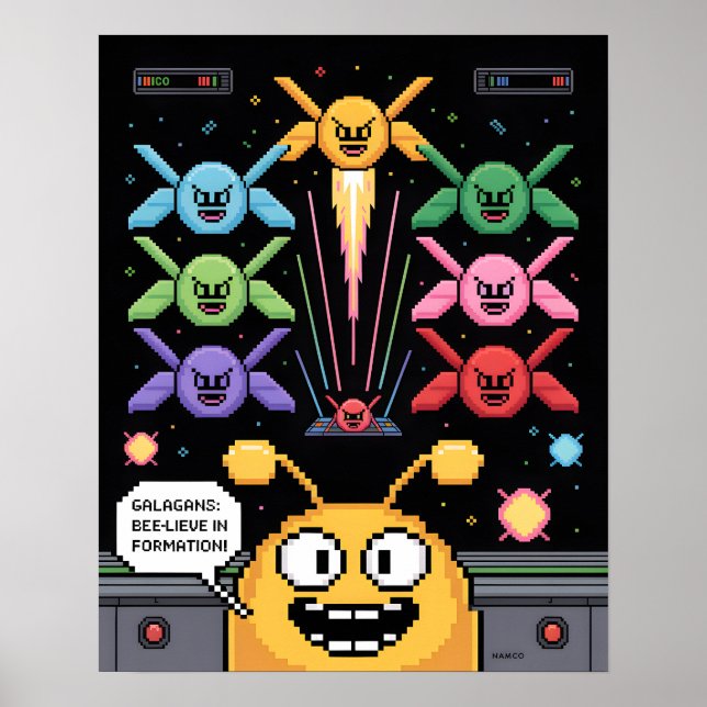 Affiche Rétro Galaga Galagans (Devant)