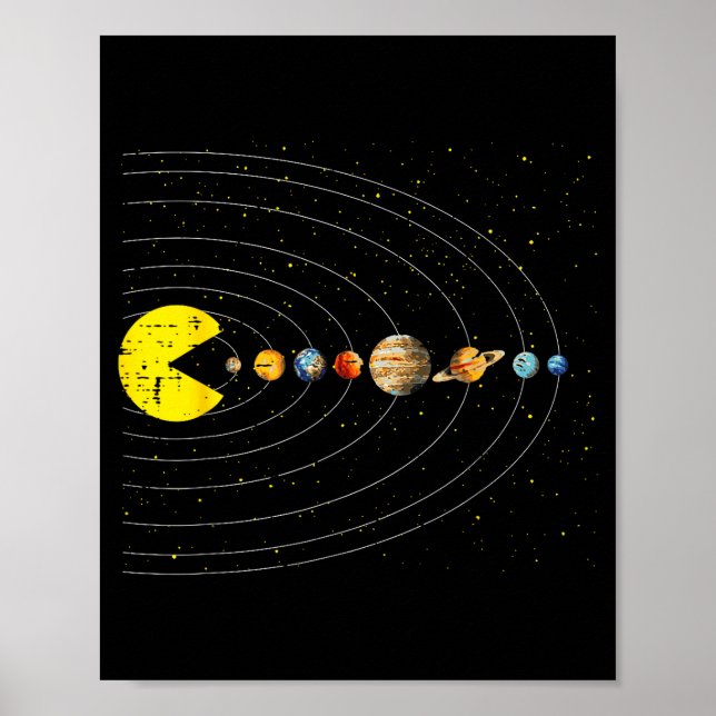 Affiche Retro Game Eating Planets Space Galaxy Gaming Boys (Devant)