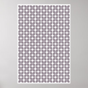 Affiche Retro Geometric Leaf Pattern Taupe