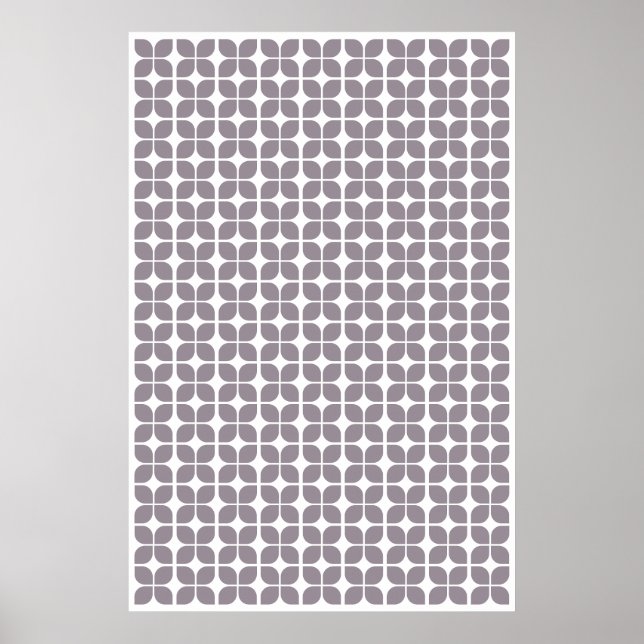 Affiche Retro Geometric Leaf Pattern Taupe (Devant)