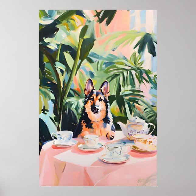 Affiche Retro German Shepherd Poster, German Shepherd Oil (Devant)