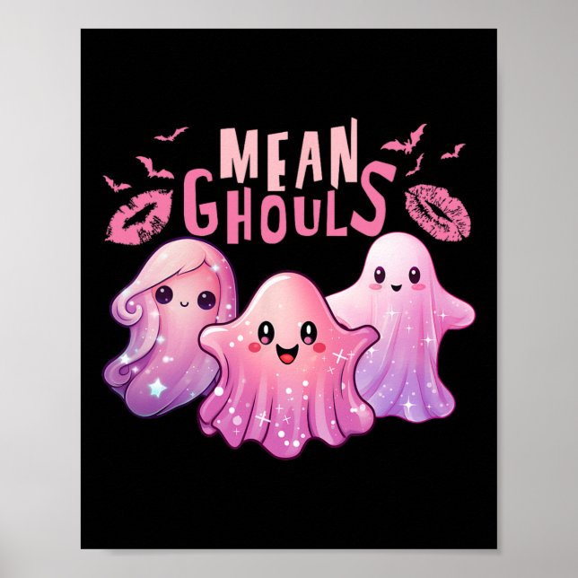 Affiche Retro Ghost Mean Ghouls Amusants Halloween Mer Éff (Devant)