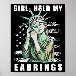 Affiche Retro Girl tient mes oreilles Anti-trump Politique