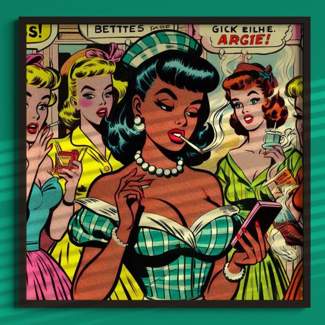 Affiche Retro Girls Comics (Créateur téléchargé)