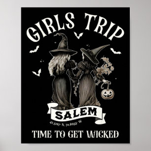Affiche Retro Girls Voyage Salem Temps Pour Obtenir Sorciè