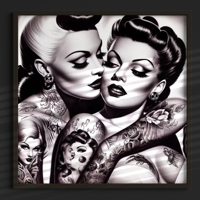 Affiche Retro Glam Tattoo Girls (Créateur téléchargé)