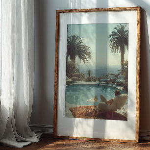 Affiche Retro Glamor : Cocktails au bord de la piscine Los