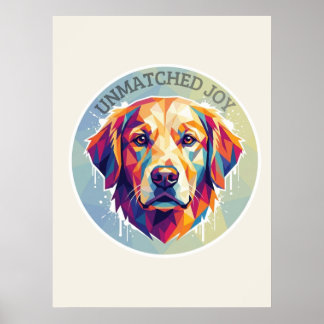 Affiche Rétro Golden Retriever Géométrique - T-Shirt Pop-A