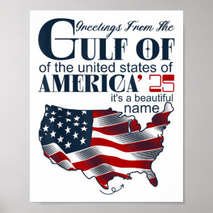 Affiche Retro Golfe De L'Usa Amérique Funny Golfe Du Mexiq
