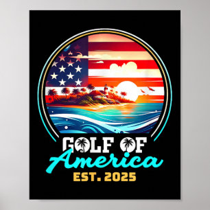 Affiche Rétro golfe de nous Amérique 2025 Drapeau américai