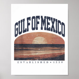 Affiche Retro Golfe Du Mexique Est 1550 Hommes Femmes Retr