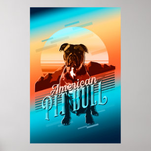 Affiche Retro Graphic American Pit Bull Multi-Color ID754