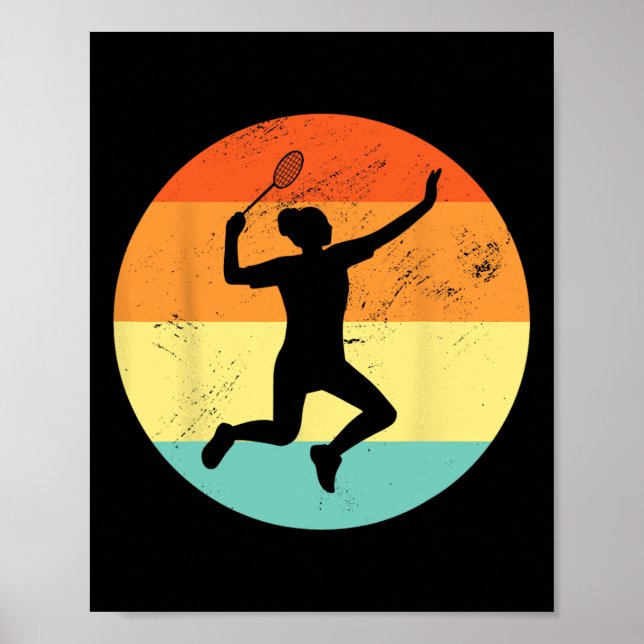 Affiche Retro Graphic Badminton Player Shuttle Player Spor (Devant)