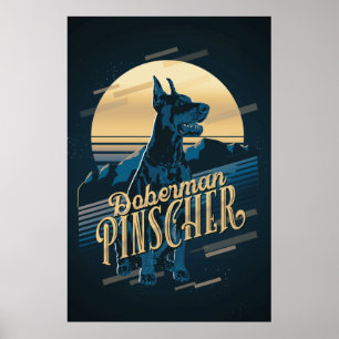 Affiche Retro Graphics Doberman Blue ID754