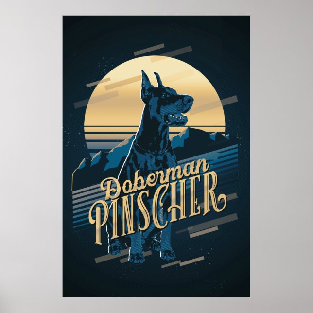 Affiche Retro Graphics Doberman Blue ID754 (Devant)