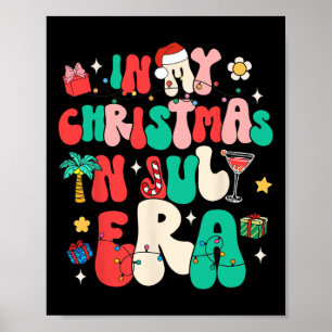 Affiche Retro Groovy Dans Mon Noël En Juillet Ère Été Bois