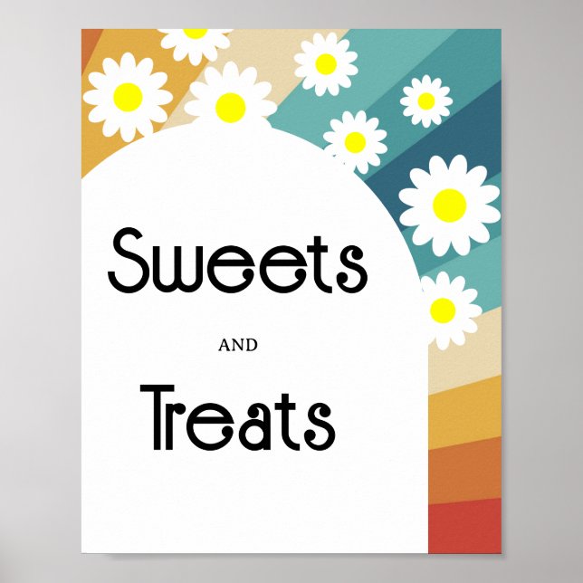Affiche Retro Groovy - Fête bébé douceurs et friandises (Devant)