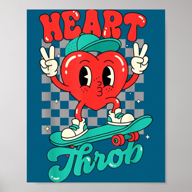 Affiche Retro Groovy Heart Throb Valentines Day Toddlers B (Devant)