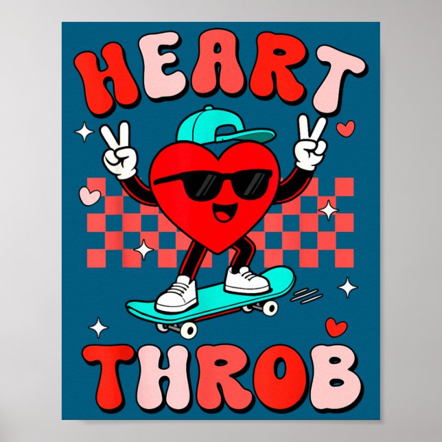 Affiche Retro Groovy Heart Throb Valentines Day Toddlers B (Devant)